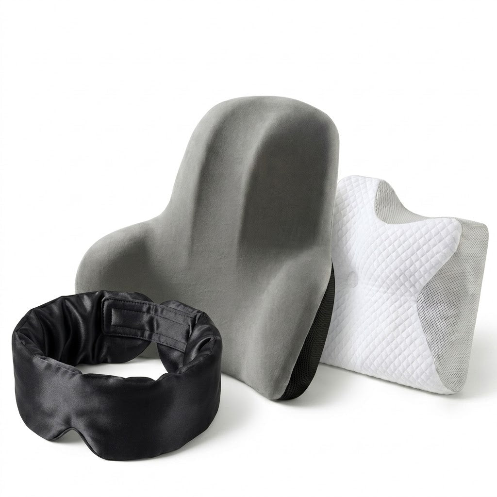 Kit Sommeil Complet Lunara : Oreiller Cervical + Coussin Lombaire + Masque Soie Offert - Lunara