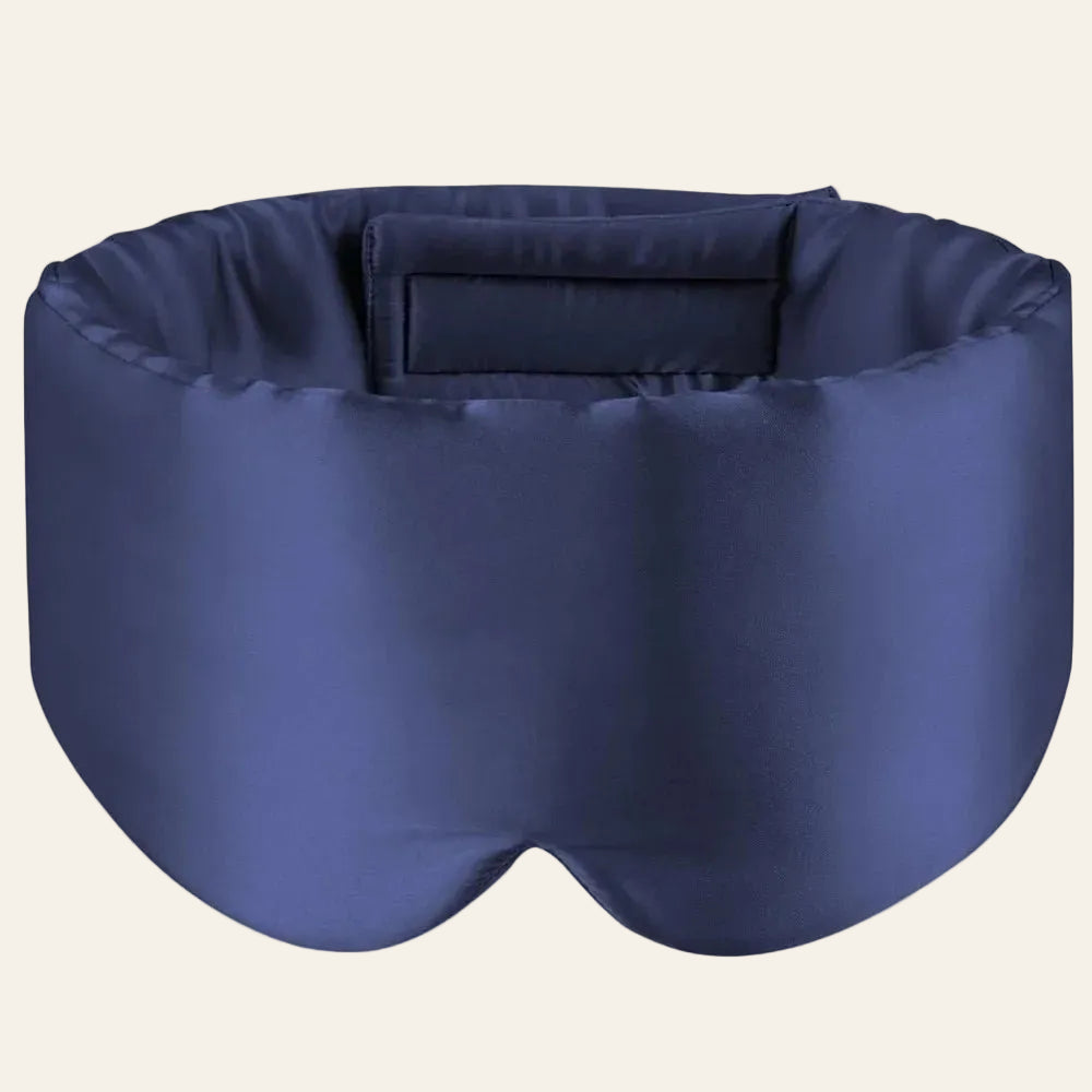 Masque Lunara soie bleu nuit — occultation totale pour un sommeil profond