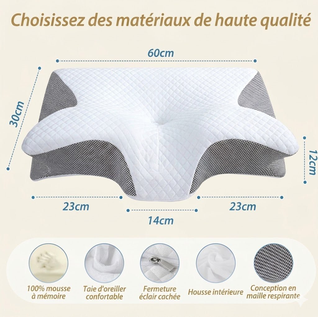 Mousse mémoire de forme haute densité Lunara — couches techniques de l'oreiller cervical