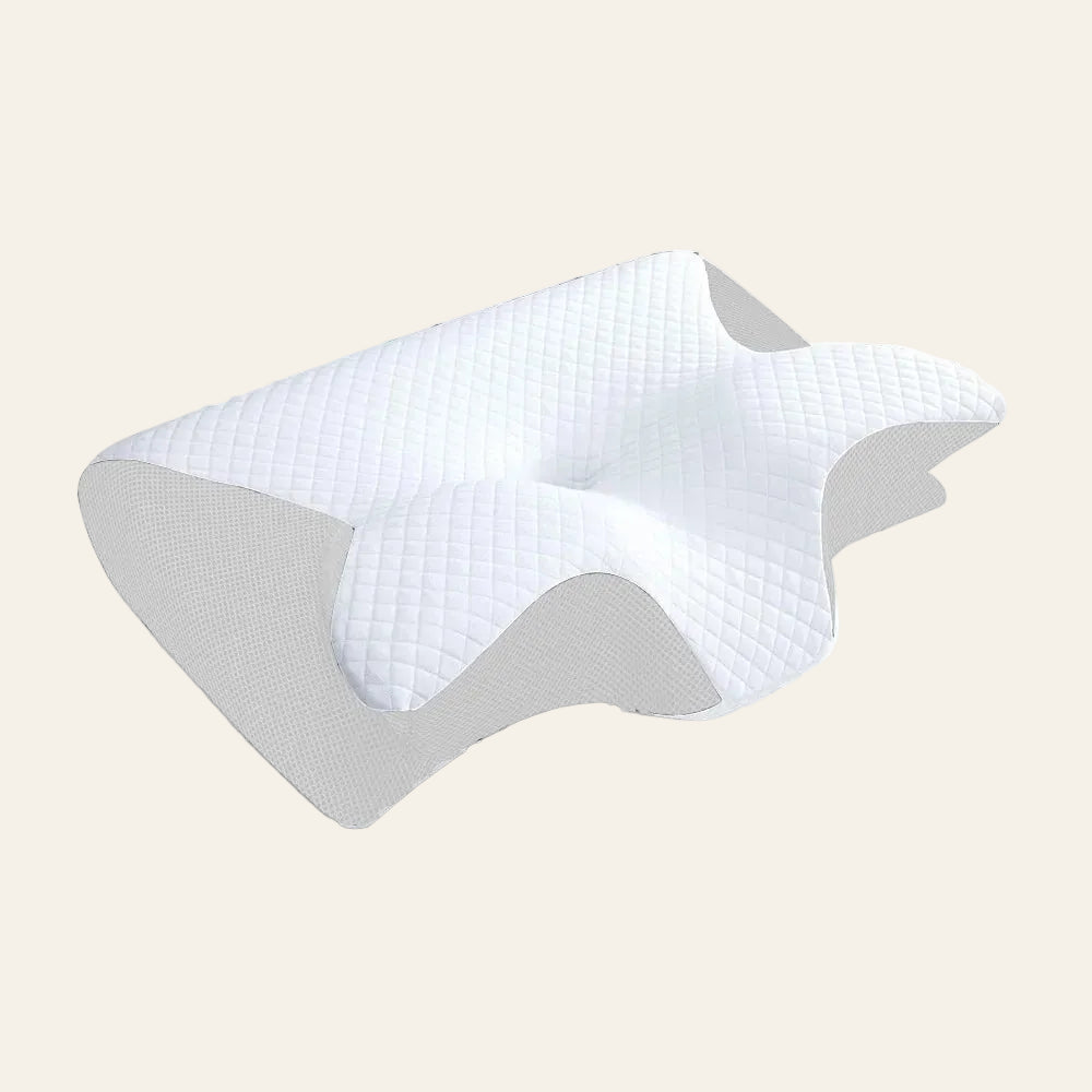 Oreiller cervical Lunara bi-lobes — côté ferme et côté souple pour toutes positions